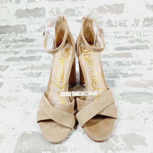 NEW Sam Edelman Yancy Nude Tan Leather Ankle Strap Sandals M336 - Picture 11 of 14